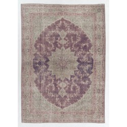 Vintage Anatolian Oushak Area Rug, Handmade carpet made in Turkey. 8 x 11.3 Ft (246 x 344 cm)