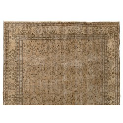 Handmade Vintage Wool Area Rug, Floral Design Central Anatolian Carpet. 8.6 x 11.7 Ft (260 x 355 cm)