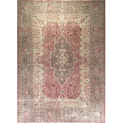 Fine Hand-Knotted Vintage Turkish Oushak Wool Area Rug. 8.6 x 11.5 Ft (262 x 350 cm)