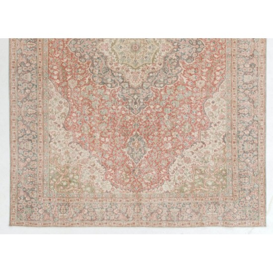 Antique Basmakci Wool Area Rug, Handmade carpet made in Turkey. 8.7 x 12.8 Ft (265 x 390 cm)