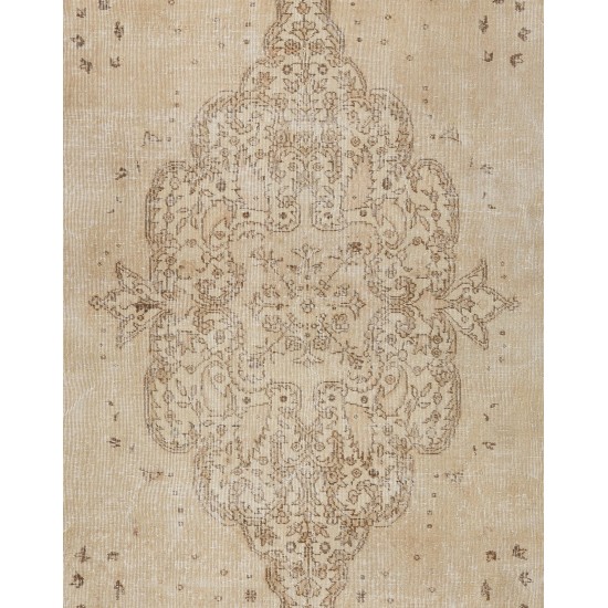 Vintage Handmade Turkish Oushak Wool Rug with Medallion Design, Oversize Sun Faded Carpet. 8.8 x 11.9 Ft (268 x 360 cm)