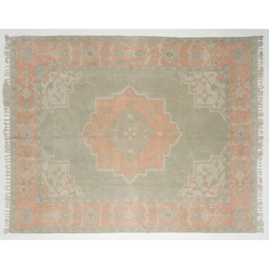 Hand-Knotted Vintage Central Anatolian Rug Made of Wool. 9.9 x 12.4 Ft (300 x 375 cm)