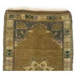 Small Turkish Oushak Rug, Vintage Handmade Doormat (Seat or Cushion Cover). 1.7 x 2.9 Ft (51 x 88 cm)