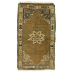 Small Turkish Oushak Rug, Vintage Handmade Doormat (Seat or Cushion Cover). 1.7 x 2.9 Ft (51 x 88 cm)