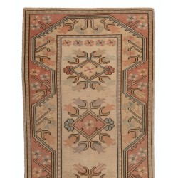 Mid-Century Handmade Turkish Oushak Runner Rug, Authentic Wool Corridor Carpet. 2.6 x 9.9 Ft (78 x 300 cm)
