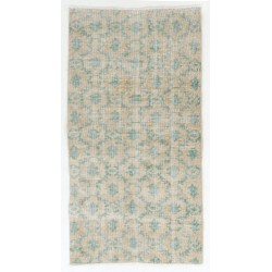 Vintage Handmade Turkish Oushak Accent Rug in Soft Colors. 3.2 x 6 Ft (95 x 182 cm)