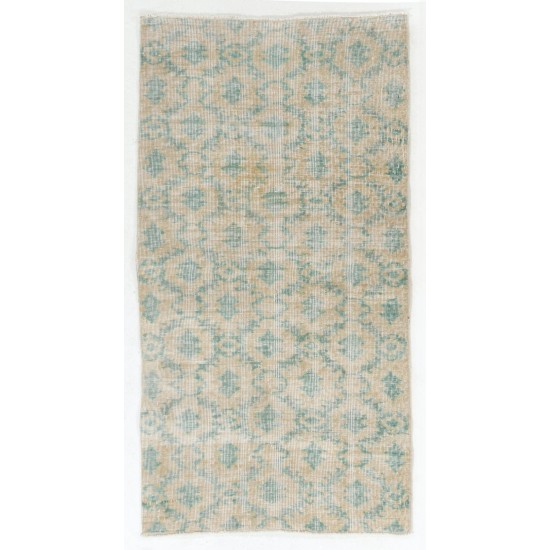 Vintage Handmade Turkish Oushak Accent Rug in Soft Colors. 3.2 x 6 Ft (95 x 182 cm)