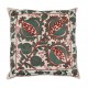 Uzbek Suzani Silk, Cotton and Linen Cushion Cover, Hand Embroidered Uzbek Suzani Throw Pillow Cover. 18" x 19" (45 x 46 cm)