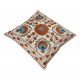 Suzani Silk, Cotton and Linen Cushion Cover, Hand Embroidered Uzbek Suzani Throw Pillow Cover. 18" x 19" (45 x 46 cm)