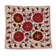 Handmade Authentic Uzbek Silk Embroidered Suzani Throw Pillow Cover. 18" x 19" (45 x 46 cm)