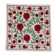 Uzbek Suzani Silk, Cotton and Linen Cushion Cover, Hand Embroidered Uzbek Suzani Throw Pillow Cover. 18" x 19" (45 x 46 cm)
