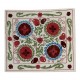 Decorative Suzani Silk Embroidery Cushion Cover from Uzbekistan. 18" x 19" (45 x 46 cm)