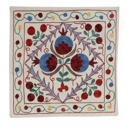Brand New Authentic Silk Embroidery Suzani Cushion Cover from Uzbekistan. 18" x 19" (45 x 46 cm)