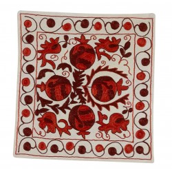 21st Century Authentic Silk Embroidered Suzani Cushion Cover from Uzbekistan. 18" x 19" (45 x 46 cm)