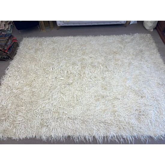 Handmade Mohair Shag Rug 300x400 cm (9.8x13.1 ft) – Natural Undyed Angora Wool, Soft High Pile Tulu Rug, Boho Minimalist Carpet