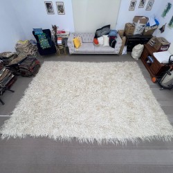 Handmade Mohair Shag Rug 300x400 cm (9.8x13.1 ft) – Natural Undyed Angora Wool, Soft High Pile Tulu Rug, Boho Minimalist Carpet