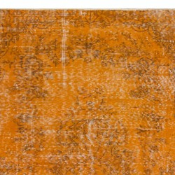 Orange Overdyed Accent Rug, 1960s Hand-Made Central Anatolian Carpet. 3.7 x 6.7 Ft (110 x 202 cm)