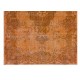 Orange Overdyed Accent Rug, 1960s Hand-Made Central Anatolian Carpet. 3.8 x 7 Ft (113 x 212 cm)