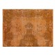 Orange Overdyed Accent Rug, 1960s Hand-Made Central Anatolian Carpet. 3.8 x 7 Ft (113 x 212 cm)