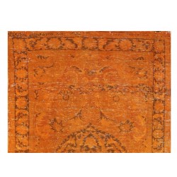 Orange Overdyed Accent Rug, 1960s Hand-Made Central Anatolian Carpet. 3.8 x 5.9 Ft (115 x 177 cm)