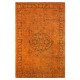 Orange Overdyed Accent Rug, 1960s Hand-Made Central Anatolian Carpet. 3.8 x 5.9 Ft (115 x 177 cm)