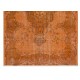 Orange Overdyed Accent Rug, 1960s Hand-Made Central Anatolian Carpet. 3.8 x 7.2 Ft (115 x 217 cm)
