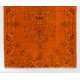 Orange Overdyed Accent Rug, 1960s Hand-Made Central Anatolian Carpet. 3.9 x 6.7 Ft (117 x 204 cm)