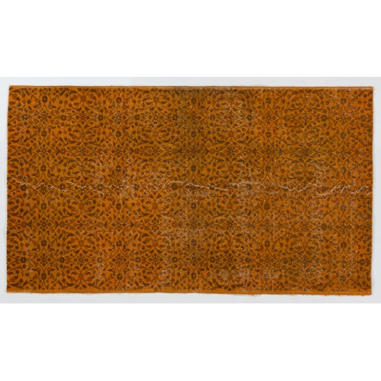Orange Overdyed Accent Rug, 1960s Hand-Made Central Anatolian Carpet. 3.9 x 6.8 Ft (117 x 205 cm)