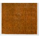 Orange Overdyed Accent Rug, 1960s Hand-Made Central Anatolian Carpet. 3.9 x 6.8 Ft (117 x 205 cm)