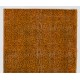 Orange Overdyed Accent Rug, 1960s Hand-Made Central Anatolian Carpet. 3.9 x 6.8 Ft (117 x 205 cm)