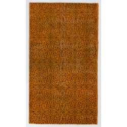 Orange Overdyed Accent Rug, 1960s Hand-Made Central Anatolian Carpet. 3.9 x 6.8 Ft (117 x 205 cm)