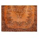 Orange Overdyed Accent Rug, 1960s Hand-Made Central Anatolian Carpet. 4 x 6.9 Ft (119 x 210 cm)