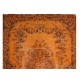 Orange Overdyed Accent Rug, 1960s Hand-Made Central Anatolian Carpet. 4 x 6.9 Ft (119 x 210 cm)