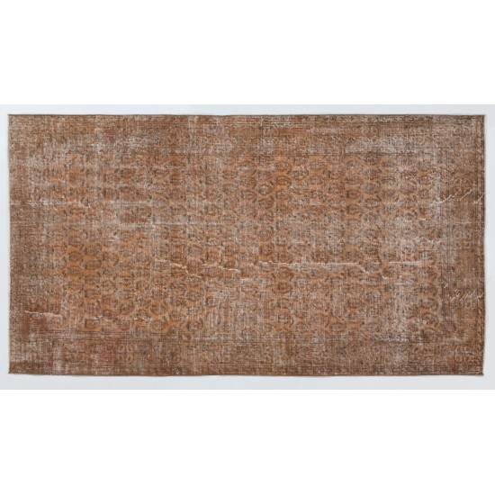 Distressed Orange Overdyed Accent Rug, 1960s Hand-Made Central Anatolian Carpet. 4 x 7 Ft (119 x 213 cm)