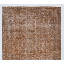 Distressed Orange Overdyed Accent Rug, 1960s Hand-Made Central Anatolian Carpet. 4 x 7 Ft (119 x 213 cm)