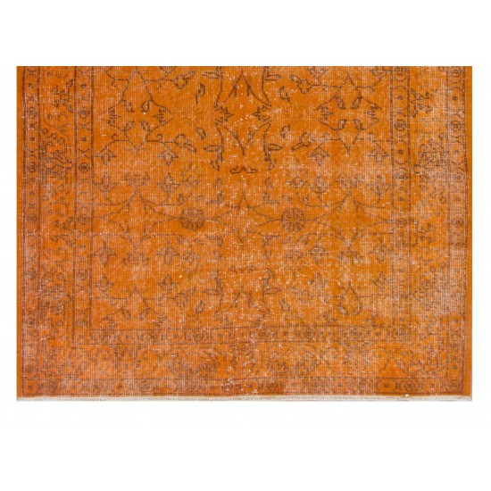 Orange Overdyed Accent Rug, 1960s Hand-Made Central Anatolian Carpet. 4 x 6.8 Ft (120 x 206 cm)
