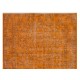 Orange Overdyed Accent Rug, 1960s Hand-Made Central Anatolian Carpet. 4 x 6.8 Ft (120 x 206 cm)