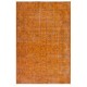Orange Overdyed Accent Rug, 1960s Hand-Made Central Anatolian Carpet. 4 x 6.8 Ft (120 x 206 cm)