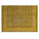 Yellow Overdyed Vintage Handmade Accent Rug, Floral Pattern Turkish Carpet. 4 x 6.9 Ft (120 x 210 cm)