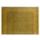 Yellow Overdyed Vintage Handmade Accent Rug, Floral Pattern Turkish Carpet. 4 x 6.9 Ft (120 x 210 cm)