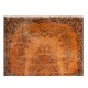 Orange Overdyed Accent Rug, 1960s Hand-Made Central Anatolian Carpet. 4 x 7.3 Ft (120 x 220 cm)