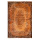 Orange Overdyed Accent Rug, 1960s Hand-Made Central Anatolian Carpet. 4 x 7.3 Ft (120 x 220 cm)