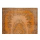 Orange Overdyed Accent Rug, 1960s Hand-Made Central Anatolian Carpet. 4 x 7.4 Ft (120 x 225 cm)