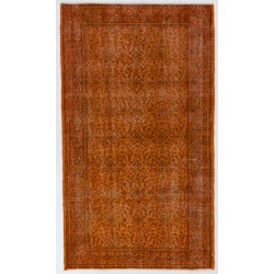 Orange Overdyed Accent Rug, 1960s Hand-Made Central Anatolian Carpet. 4 x 7 Ft (122 x 213 cm)