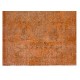 Orange Overdyed Accent Rug, 1960s Hand-Made Central Anatolian Carpet. 4 x 7.4 Ft (122 x 225 cm)