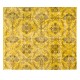 Yellow Overdyed Vintage Handmade Accent Rug, Floral Pattern Turkish Carpet. 4 x 6.9 Ft (123 x 210 cm)