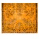 Orange Overdyed Accent Rug, 1960s Hand-Made Central Anatolian Carpet. 4 x 6.8 Ft (124 x 205 cm)