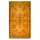 Orange Overdyed Accent Rug, 1960s Hand-Made Central Anatolian Carpet. 4 x 6.8 Ft (124 x 205 cm)