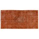 Distressed Orange Overdyed Vintage Handmade Turkish Rug, Great 4 Modern Interiors. 4.4 x 8.5 Ft (133 x 259 cm)