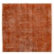 Distressed Orange Overdyed Vintage Handmade Turkish Rug, Great 4 Modern Interiors. 4.4 x 8.5 Ft (133 x 259 cm)
